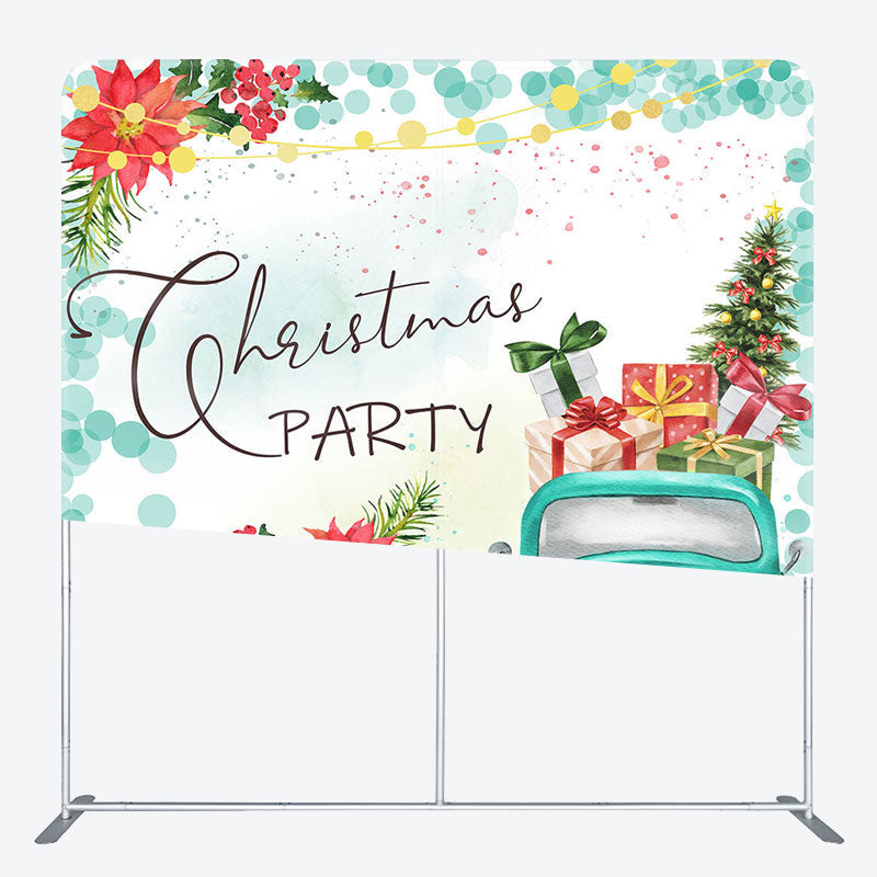 Aperturee - Aperturee Floral Gift Car Merry Christmas Pillow Case Backdrop