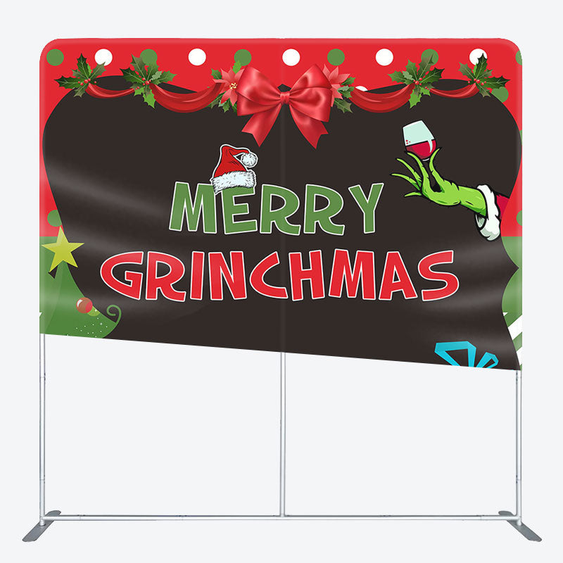 Aperturee - Aperturee Red Green Gifts Merry Grinchmas Pillow Case Backdrop