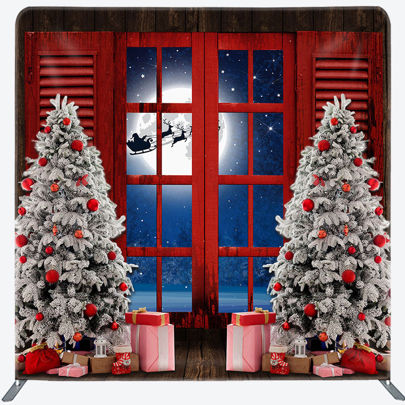 Aperturee - Aperturee Moon Night Window Christmas Pillow Case Backdrop