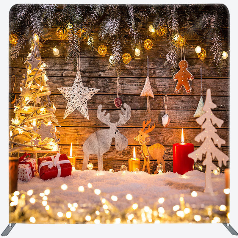 Aperturee - Aperturee Light Glitter Wooden Christmas Pillow Case Backdrop