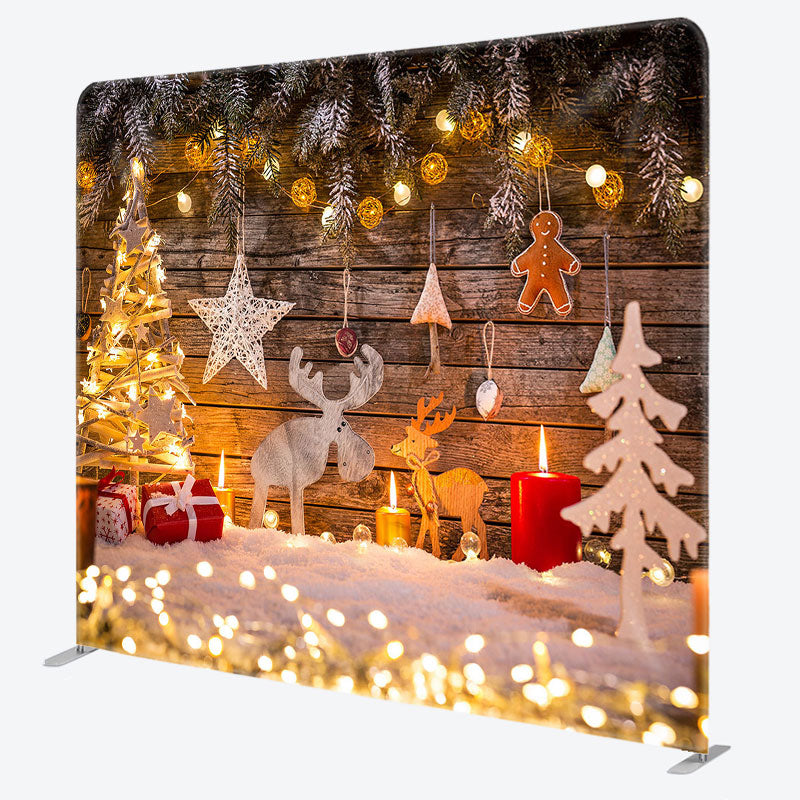 Aperturee - Aperturee Light Glitter Wooden Christmas Pillow Case Backdrop