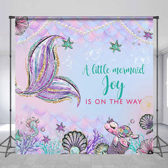 Aperturee - Custom Name Sweet Mermaid Scale Baby Shower Backdrop