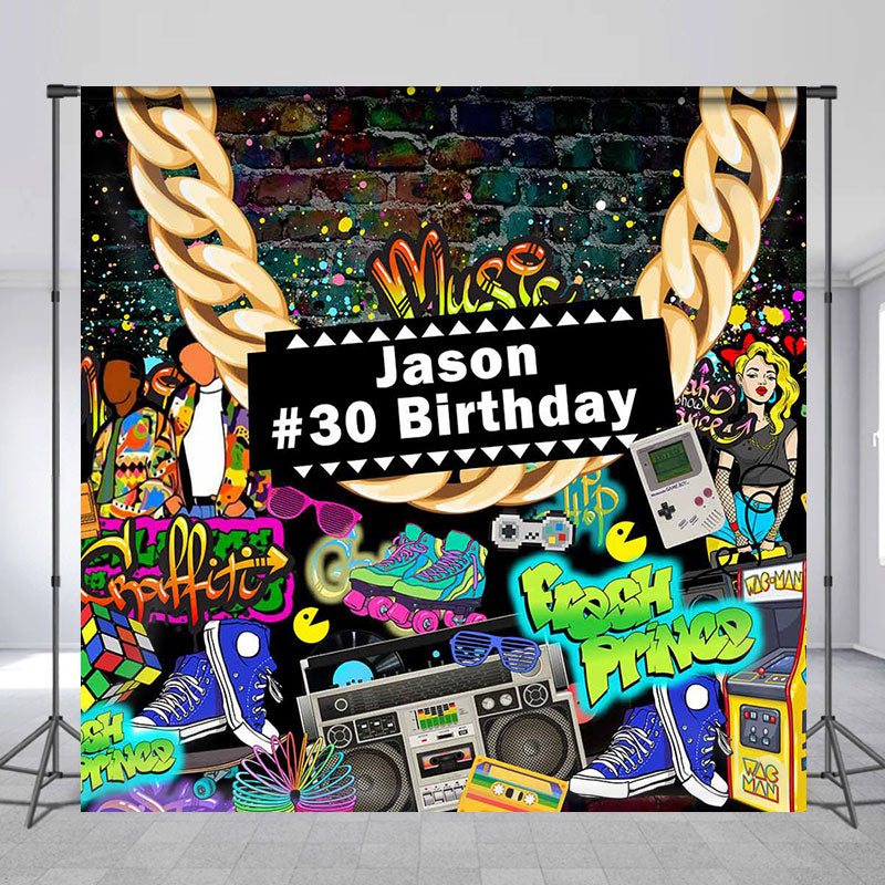 Aperturee - Custom Name Hiphop Street Graffiti Birthday Backdrop