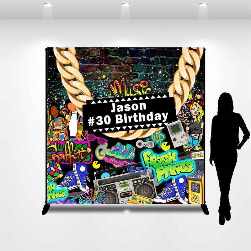 Aperturee - Custom Name Hiphop Street Graffiti Birthday Backdrop