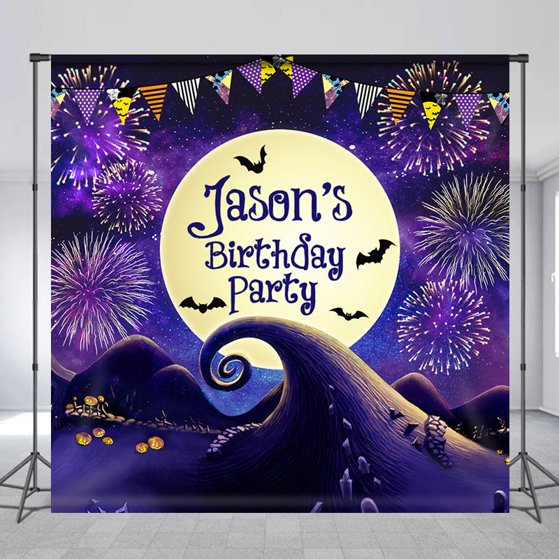 Aperturee - Moon Sparkle Halloween Custom Name Birthday Backdrop