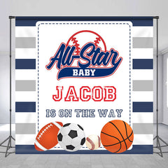 Aperturee - Balls All Star Stripe Custom Baby Shower Backdrop