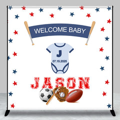 Aperturee - White Balls Stars Custom Name Baby Shower Backdrop