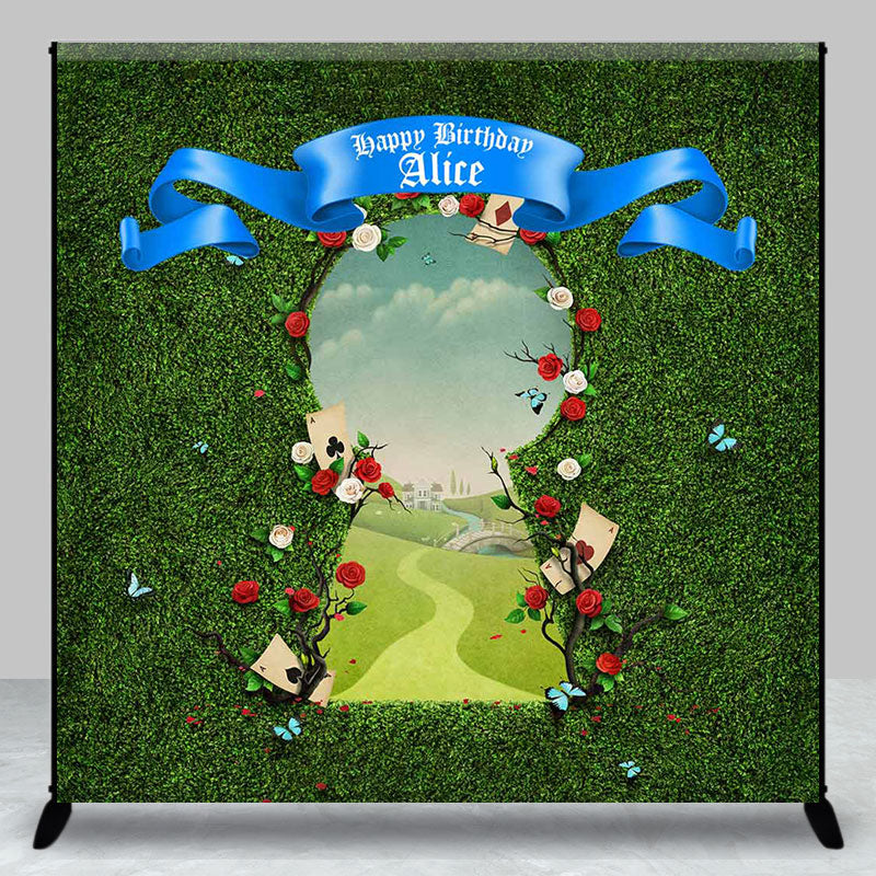 Aperturee - Greenery Field Custom Name Happy Birthday Backdrop