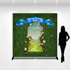 Aperturee - Greenery Field Custom Name Happy Birthday Backdrop