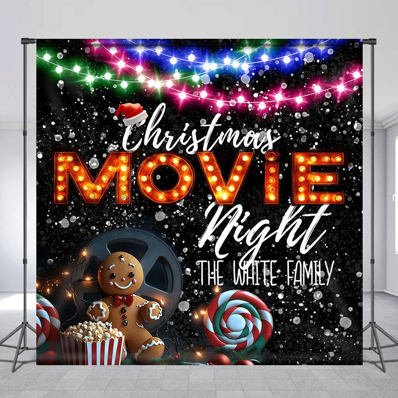 Aperturee - Aperturee Custom White Family Christmas Movie Night Backdrop