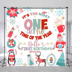 Aperturee - Aperturee White Christmas Onederful Custom Birthday Backdrop