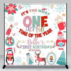 Aperturee - Aperturee White Christmas Onederful Custom Birthday Backdrop