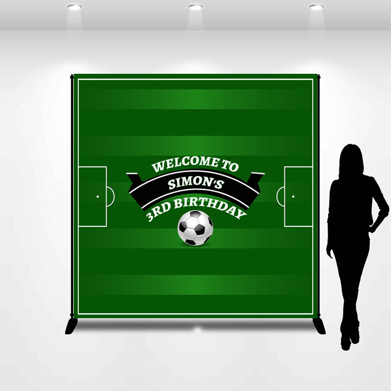 Aperturee - Custom Name Green Football Field Birthday Backdrop