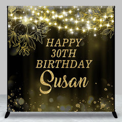 Aperturee - Aperturee Black Gold Bokeh Custom Name 30th Birthday Backdrop