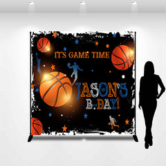 Aperturee - Black Basketball Game Time Custom Birthday Backdrop