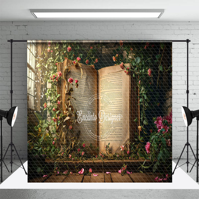 Aperturee - Aperturee Retro Story Book Shelf Greenery Room Set Backdrop