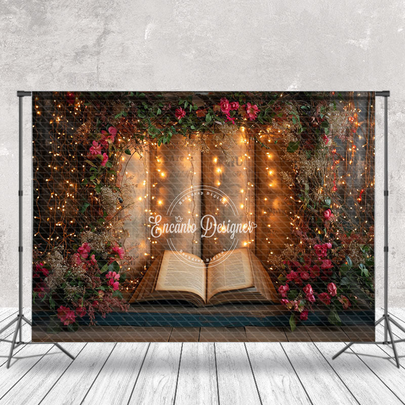 Aperturee - Fantasy LED Lights Flowers Story Book Photo Backdrop