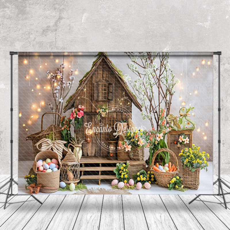 Aperturee - Wooden House Eggs Easter Backdrop For Photography