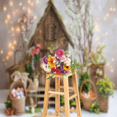 Aperturee - Wooden House Eggs Easter Backdrop For Photography