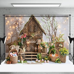 Aperturee - Wooden House Eggs Easter Backdrop For Photography