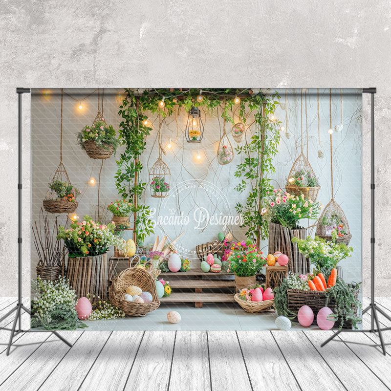 Aperturee - Flower Basket Easter Egg Arch Photography Backdrop