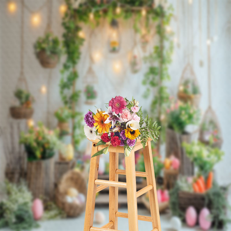 Aperturee - Flower Basket Easter Egg Arch Photography Backdrop