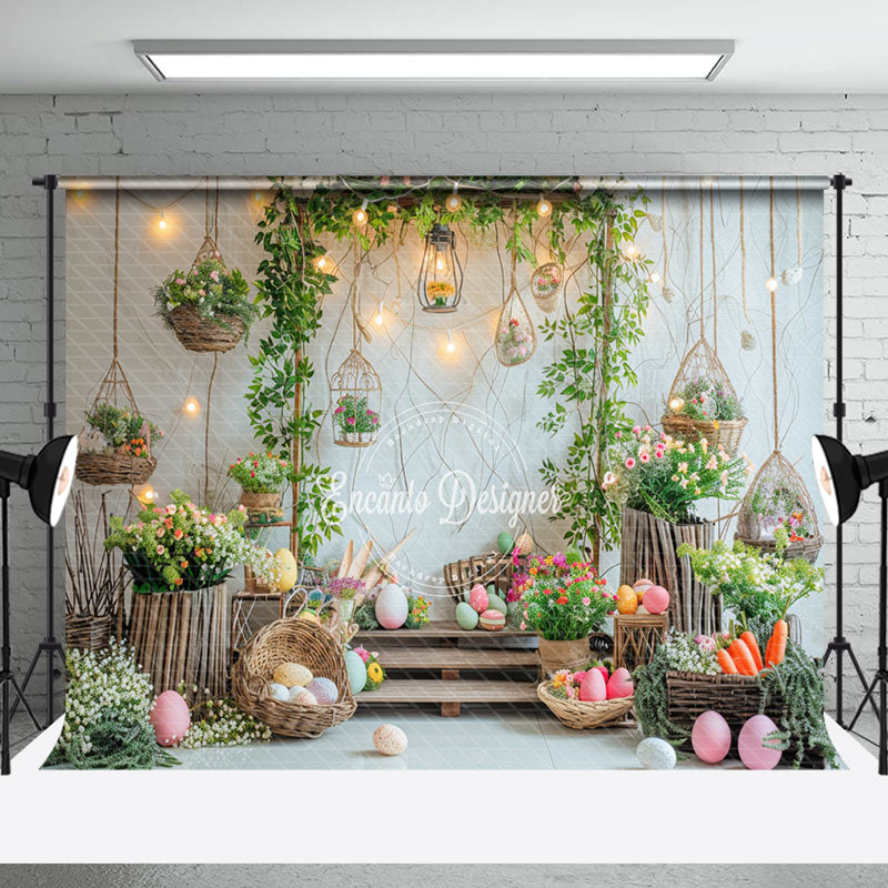 Aperturee - Flower Basket Easter Egg Arch Photography Backdrop