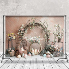 Aperturee - Floral Easter Egg Warm Color Wall Photo Backdrop