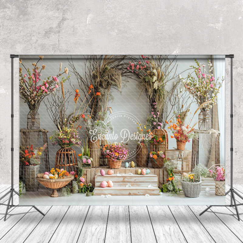 Aperturee - Dried Flower Easter Egg Arch Indoor Photo Backdrop