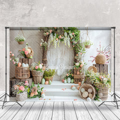 Aperturee - Easter Eggs Flowers Spring Indoor Photo Backdrop