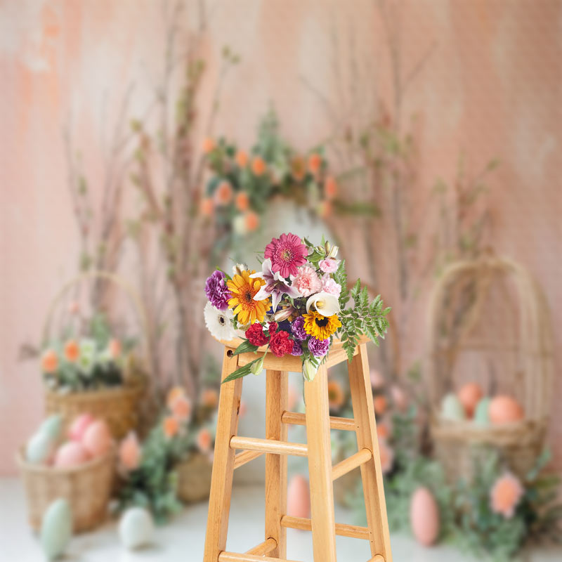 Aperturee - White Arches Basket Easter Eggs Photo Shoot Backdrop