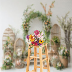 Aperturee - Spring White Wall Flowers Interior Birthday Backdrop