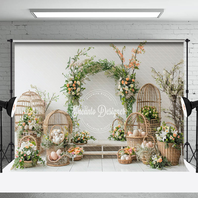 Aperturee - Spring White Wall Flowers Interior Birthday Backdrop