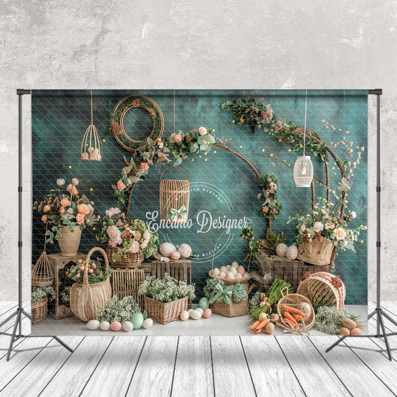 Aperturee - Green Wall Basket Carrot Cake Smash Photo Backdrop