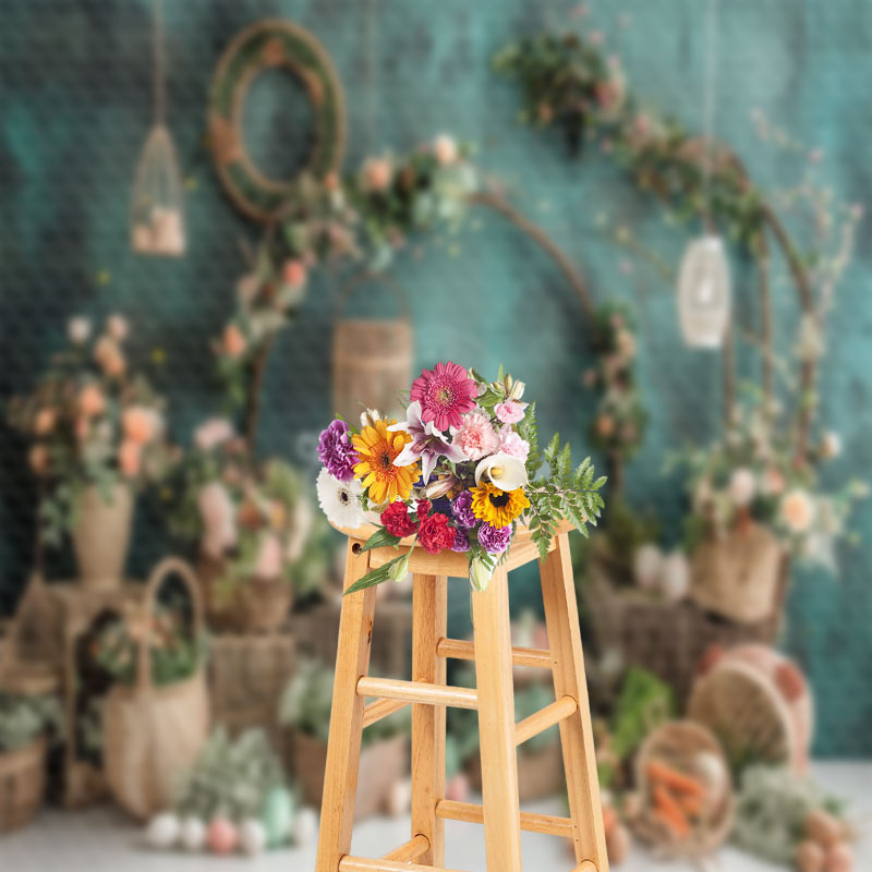 Aperturee - Green Wall Basket Carrot Cake Smash Photo Backdrop