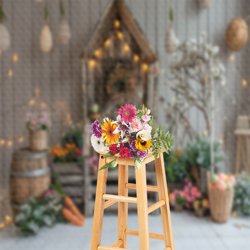 Aperturee - Spring Easter Wooden House Interior Photo Backdrop