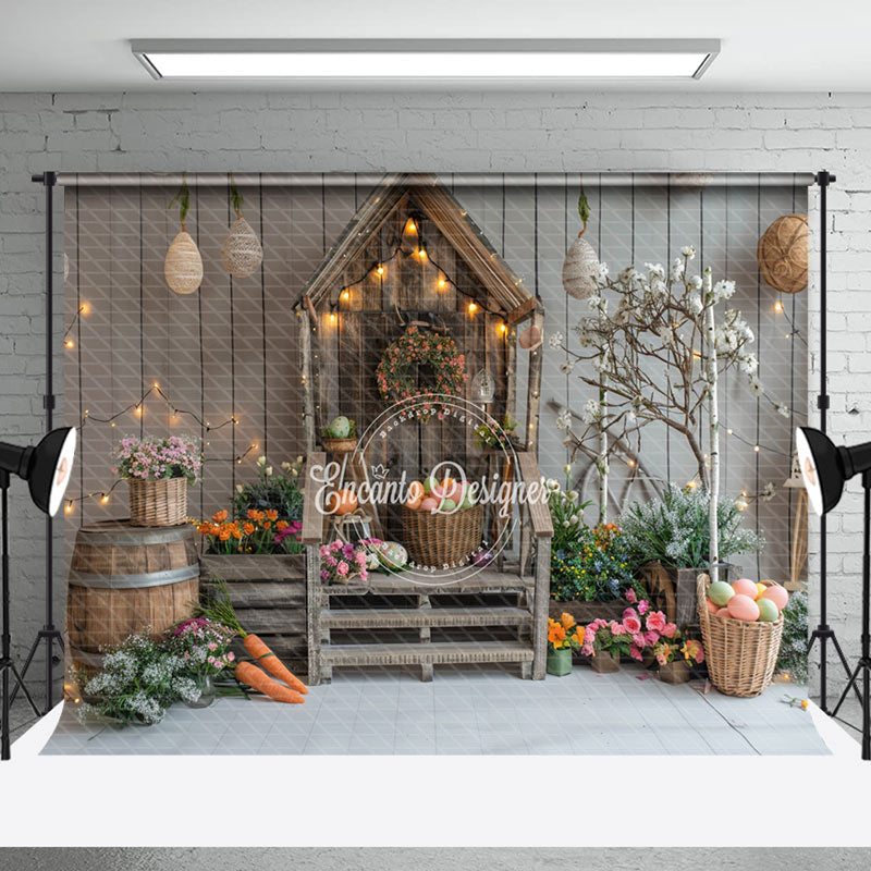 Aperturee - Spring Easter Wooden House Interior Photo Backdrop