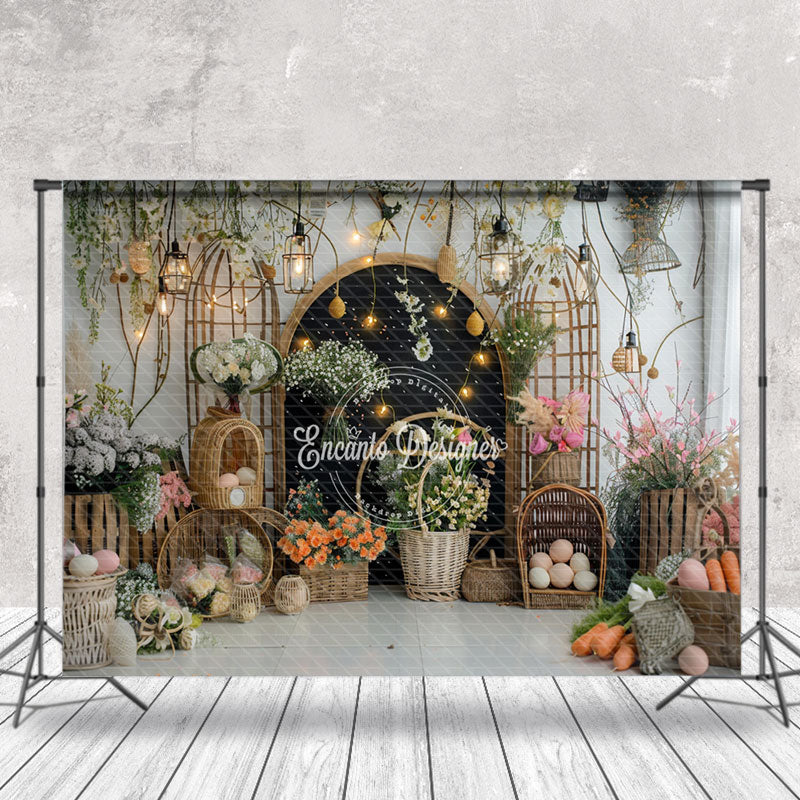 Aperturee - Black Wooden Arch With Flowers Interior Backdrop