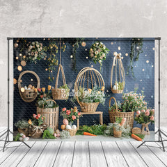 Aperturee - Flower Basket Easter Eggs Indoor Bokeh Photo Backdrop