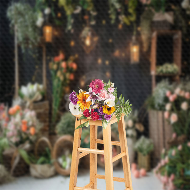 Aperturee - Indoor Flowers And Easter Eggs Photography Backdrop