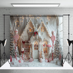 Aperturee - Aperturee Christmas White Fairy Tale House Room Set Backdrop