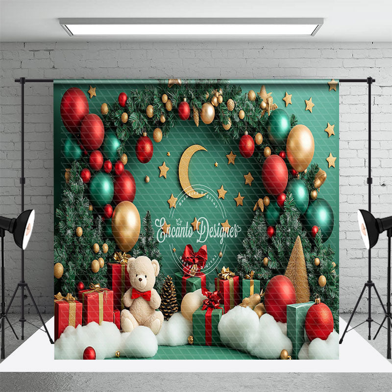 Aperturee - Aperturee Christmas Vibe Green Moon Night Room Set Backdrop