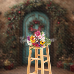 Aperturee - Aperturee Shabby Retro Wall Wood Door Leaf Christmas Backdrop