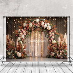 Aperturee - Aperturee Elegant Floral Arch Light Wedding Photo Backdrop