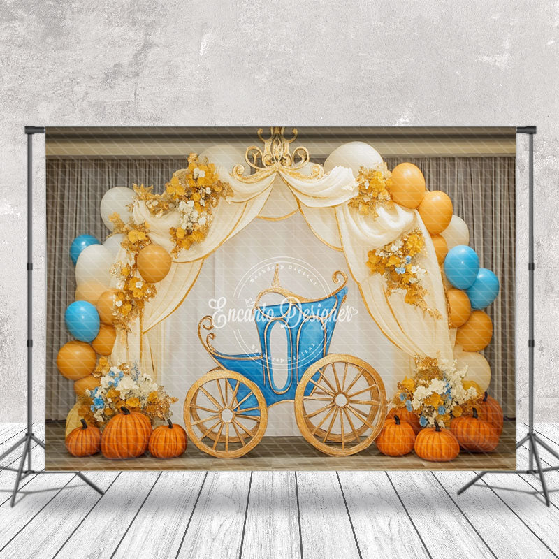 Aperturee - Aperturee Elegant Carriage Curtain Pumpkin Cake Smash Backdrop