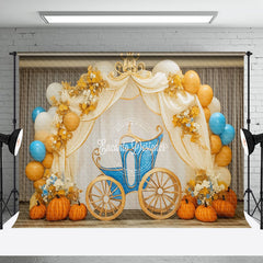 Aperturee - Aperturee Elegant Carriage Curtain Pumpkin Cake Smash Backdrop