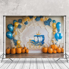 Aperturee - Aperturee Pumpkins Balloons Carriage Cake Smash Photo Backdrop