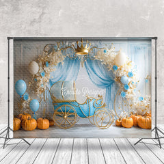 Aperturee - Aperturee Princess Carriage Pumpkin Floral Cake Smash Backdrop