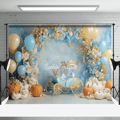 Aperturee - Aperturee Carriage Balloons Floral Pumpkin Cake Smash Backdrop