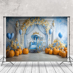 Aperturee - Aperturee Fairy Tale Carriage Floral Cake Smash Photo Backdrop